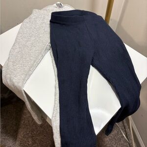 Kids Ribbed Leggings Set - Navy and Gray